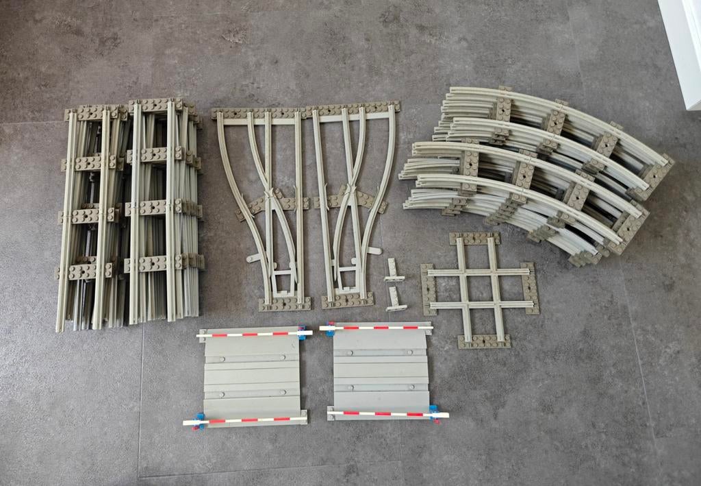 Partij LEGO Vintage Rails - Grijs (4.5V / 12V), Ophalen of Verzenden, Gebruikt, Lego