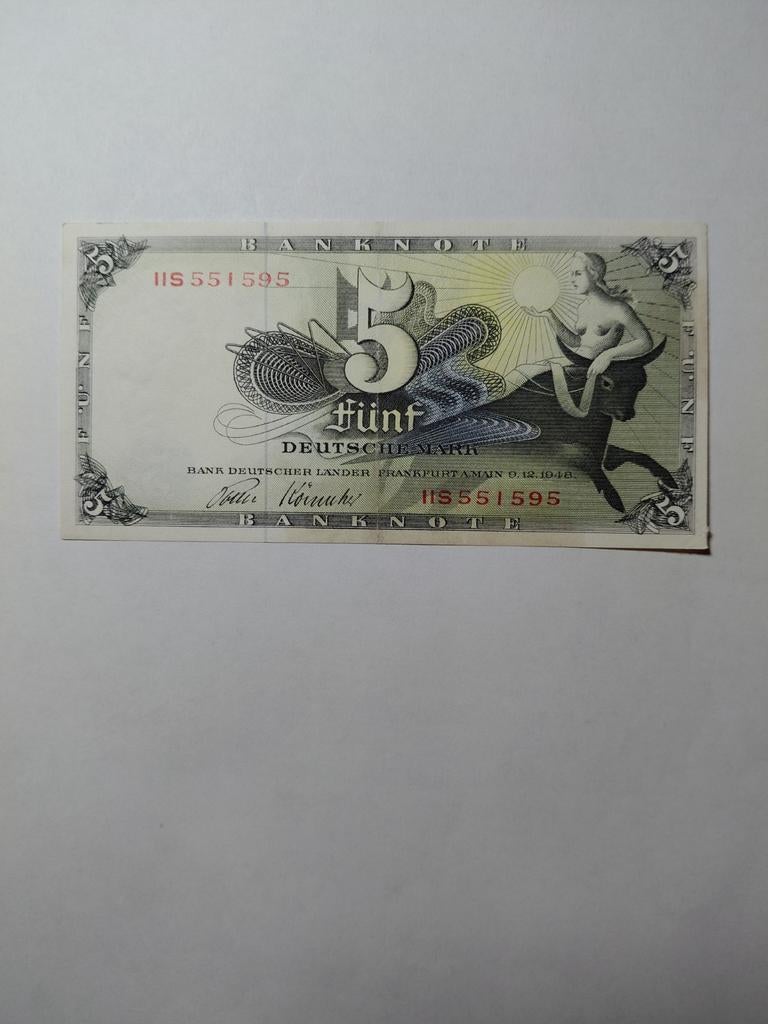 Duitse 5 mark 1948, Postzegels en Munten, Bankbiljetten | Europa | Niet-Eurobiljetten, Ophalen of Verzenden, Duitsland