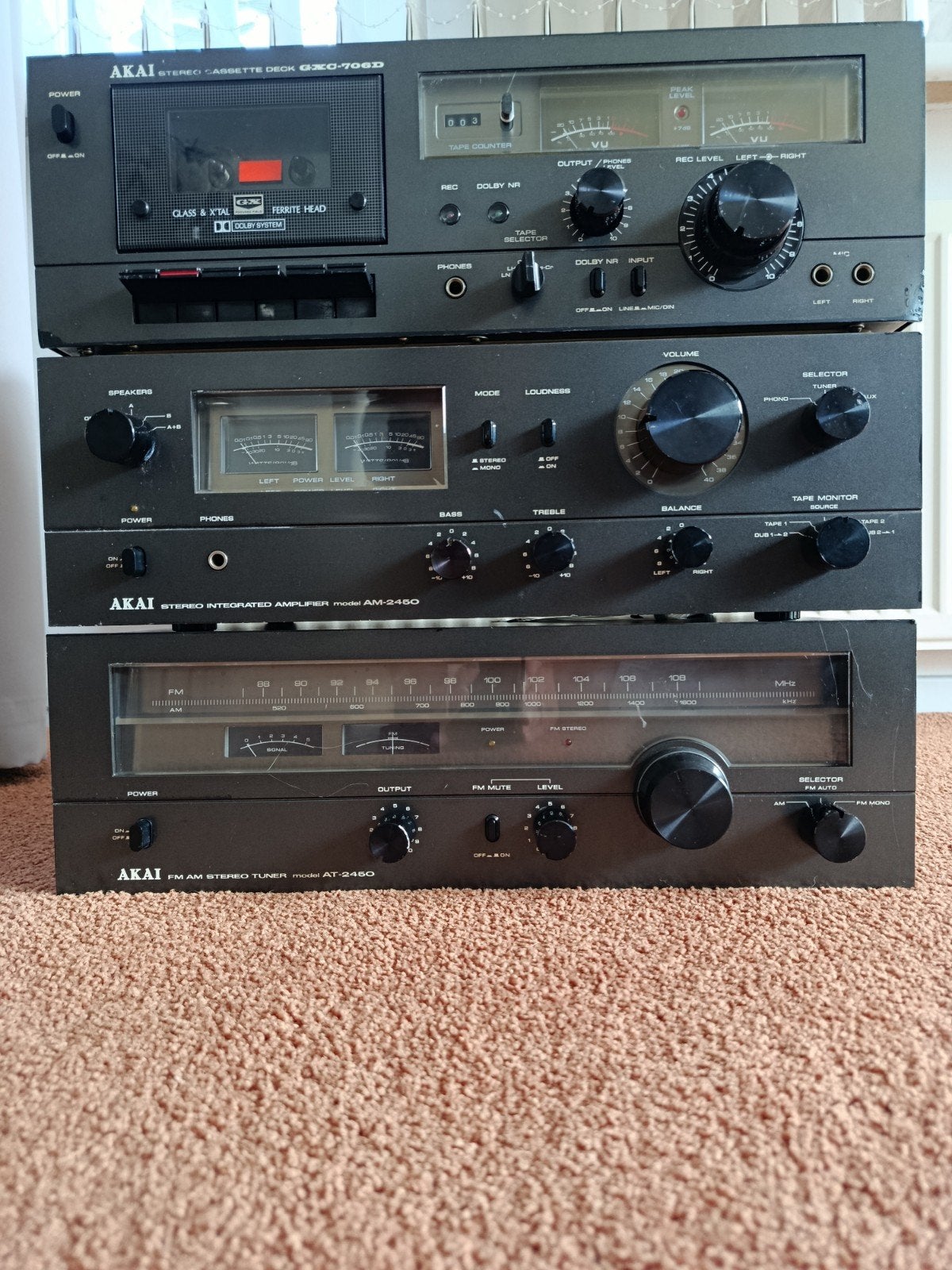 Akai Stereo Set: Versterker, Tuner, Cassettedeck (Vintage), Audio, Tv en Foto, Stereo-sets, Ophalen of Verzenden, Cassettedeck