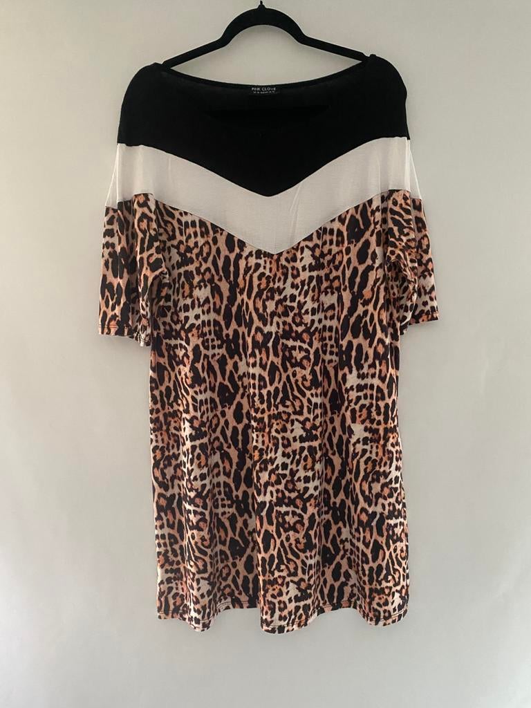 Pink Clove top/jurkje – panterprint – maat 44, Bruin, Maat 46/48 (XL) of groter, Ophalen of Verzenden, Gedragen