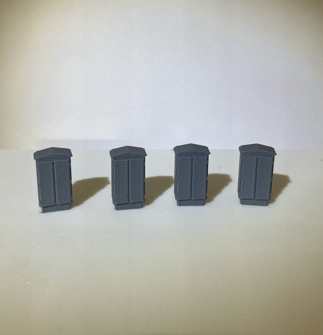H0 Scenery: 4 stuks hoge wijk elektriciteitskasten, Overige merken, Gelijkstroom of Wisselstroom, Overige typen, Nieuw