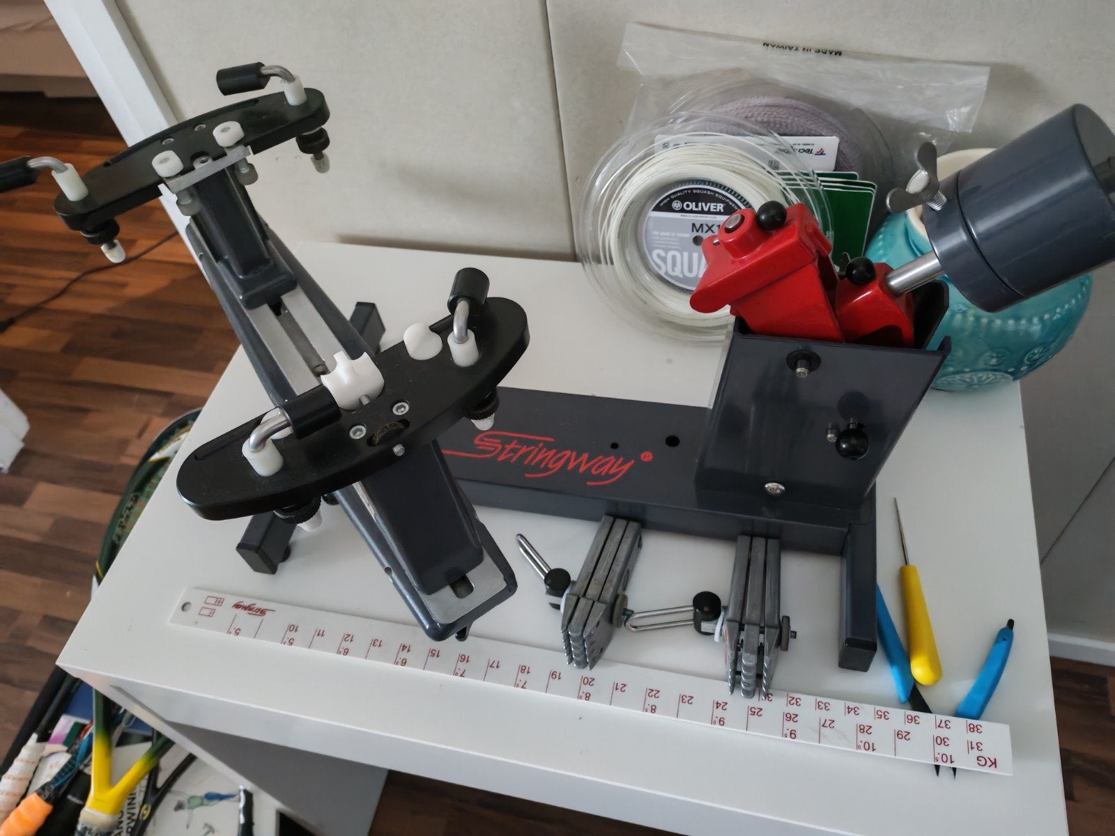 Stringway ML 100 bespanmachine met accessoires, Sport en Fitness, Tennis, Overige typen, Ophalen of Verzenden, Zo goed als nieuw