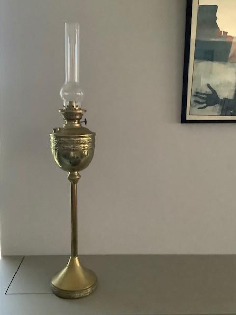 antieke koperen olielamp  85 cm hoog, Antiek en Kunst, Antiek | Lampen, Ophalen