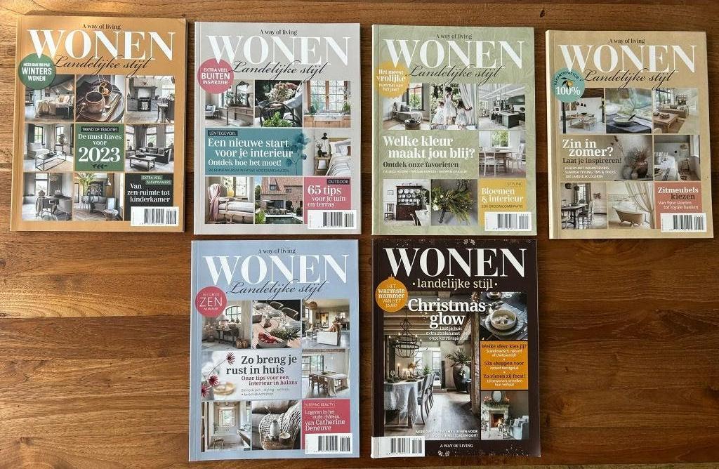 6 stuks Wonen Landelijke stijl. 2023 zijn Dikke boeken, Boeken, Tijdschriften en Kranten, Ophalen of Verzenden, Zo goed als nieuw
