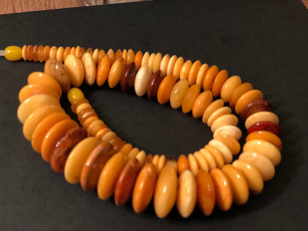 Antieke barnsteen ketting, Verzenden, Overige materialen, Ketting