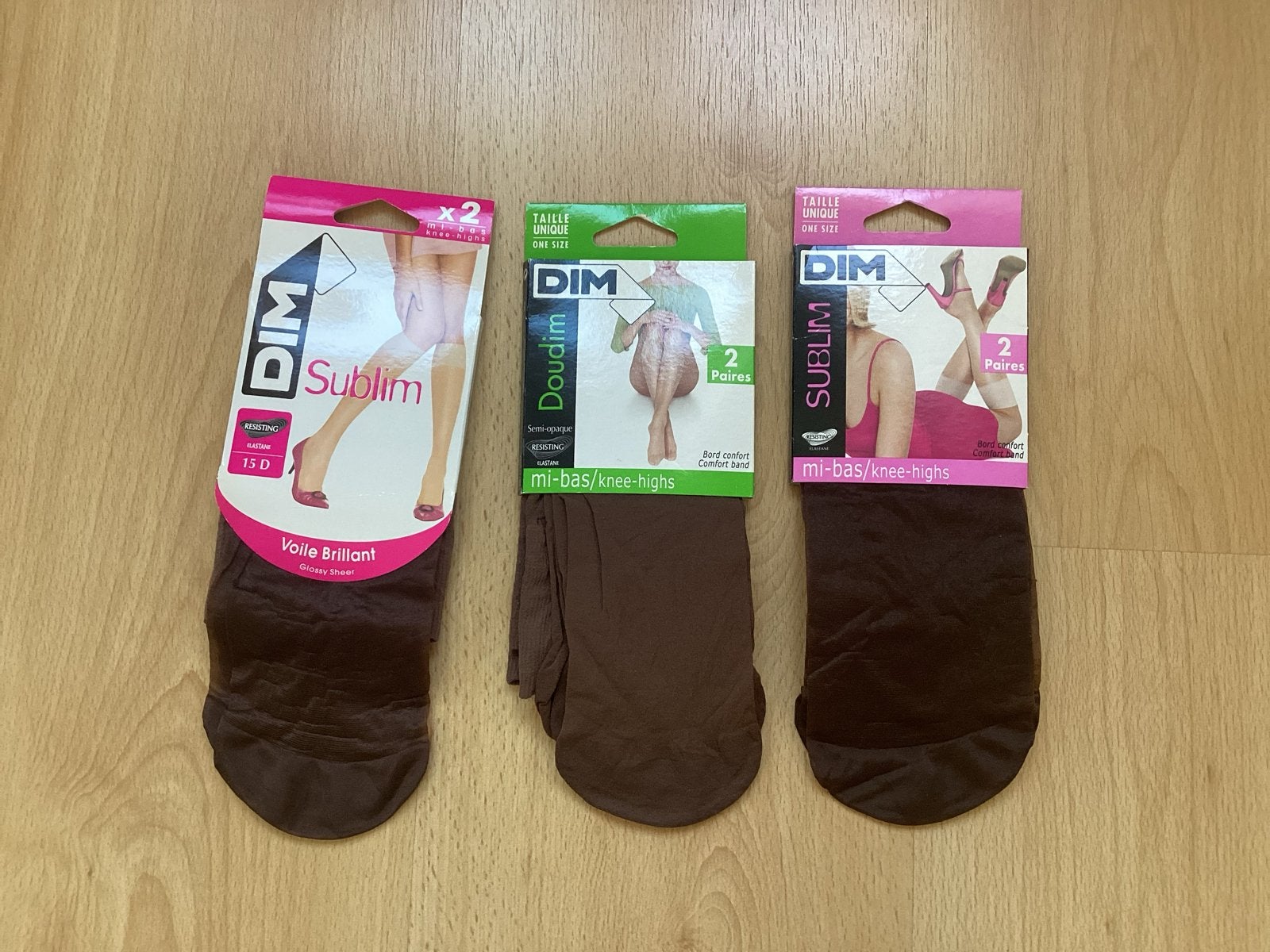 3x DIM /Kniekousen - Nieuw - Bruin, Bruin, Nieuw, Overige maten, Ophalen of Verzenden