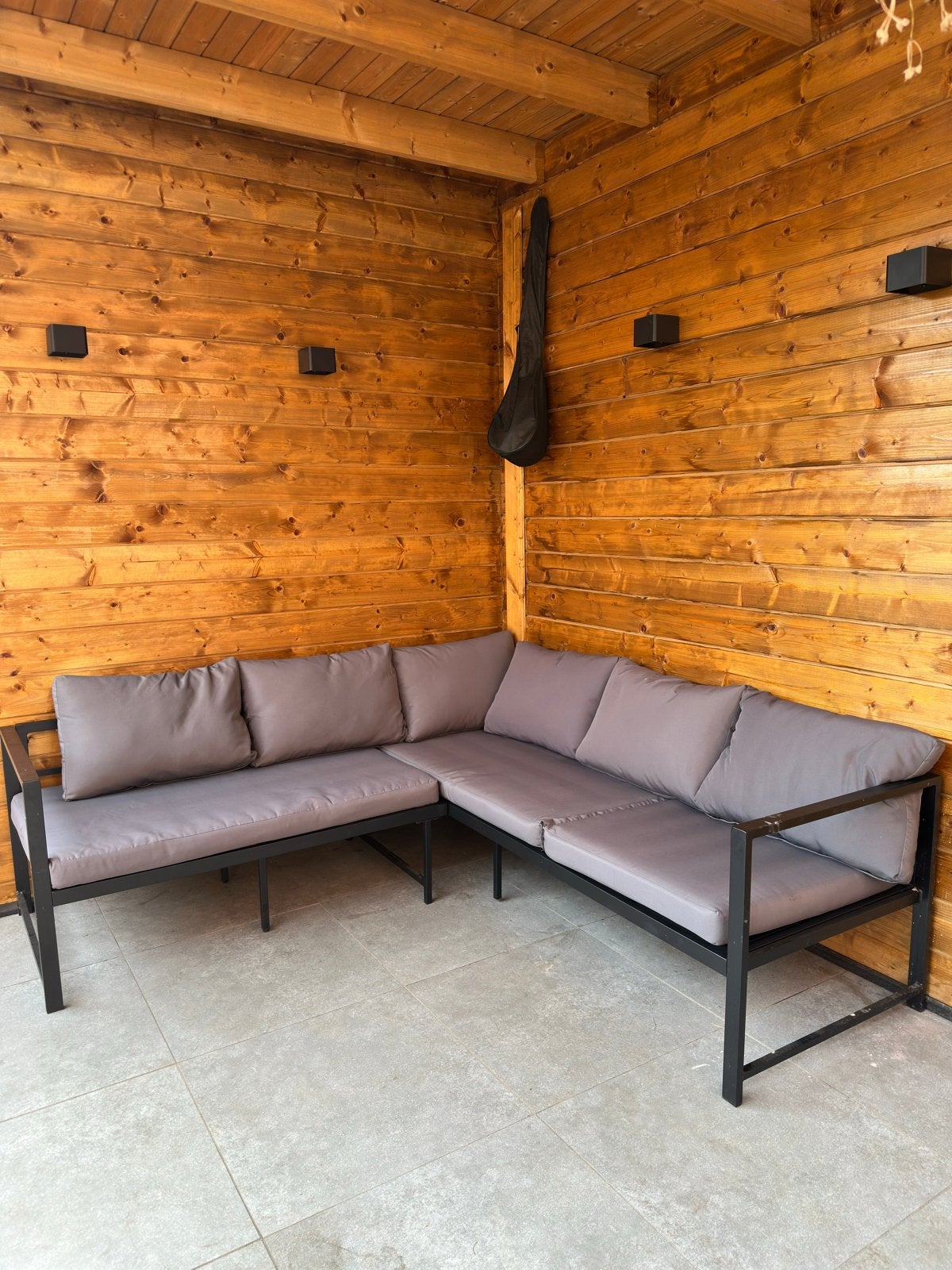 Comfortabele loungeset met grijze kussens, Tuin en Terras, Ophalen, Gebruikt, Meer dan 8 zitplaatsen, Aluminium