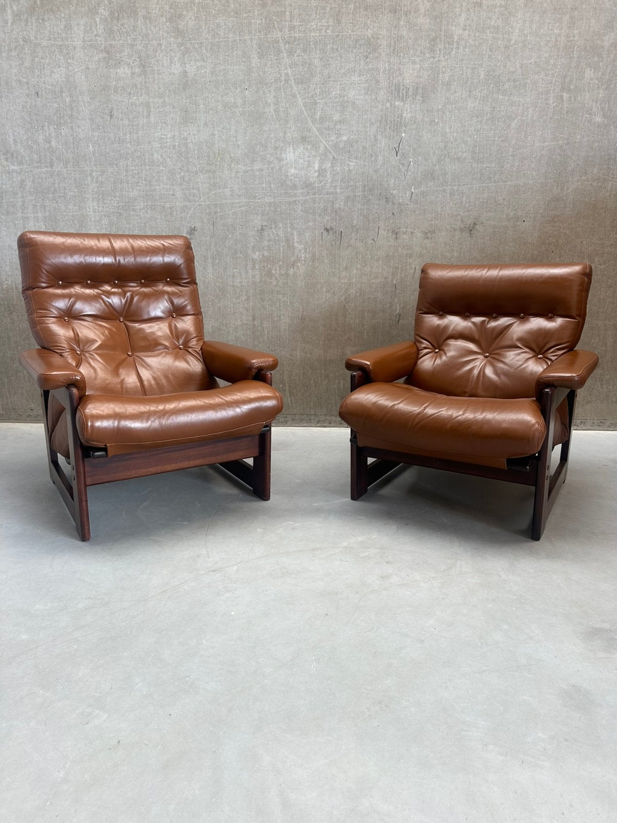 Set/2 Coja Culemborg Lounge Fauteuils Cognac '70s, Huis en Inrichting, Fauteuils, Ophalen, 75 tot 100 cm, X, 50 tot 75 cm