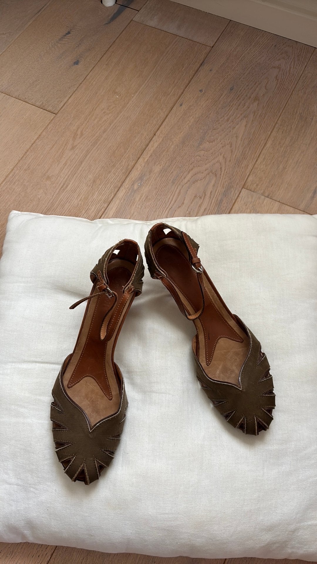 Vintage groen leder sandaal van Bitter , maat 40, Zo goed als nieuw, Groen, Sandalen of Muiltjes, Ophalen of Verzenden