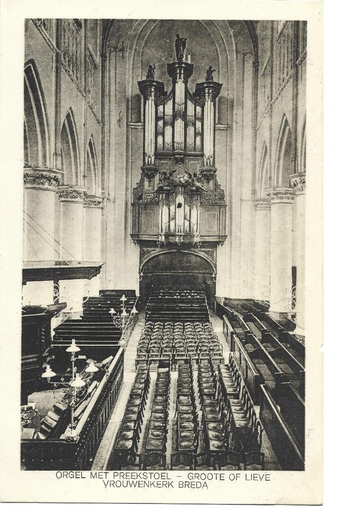 Breda interieur Grote Kerk orgel, Ophalen of Verzenden, Voor 1920, Ongelopen, Noord-Brabant