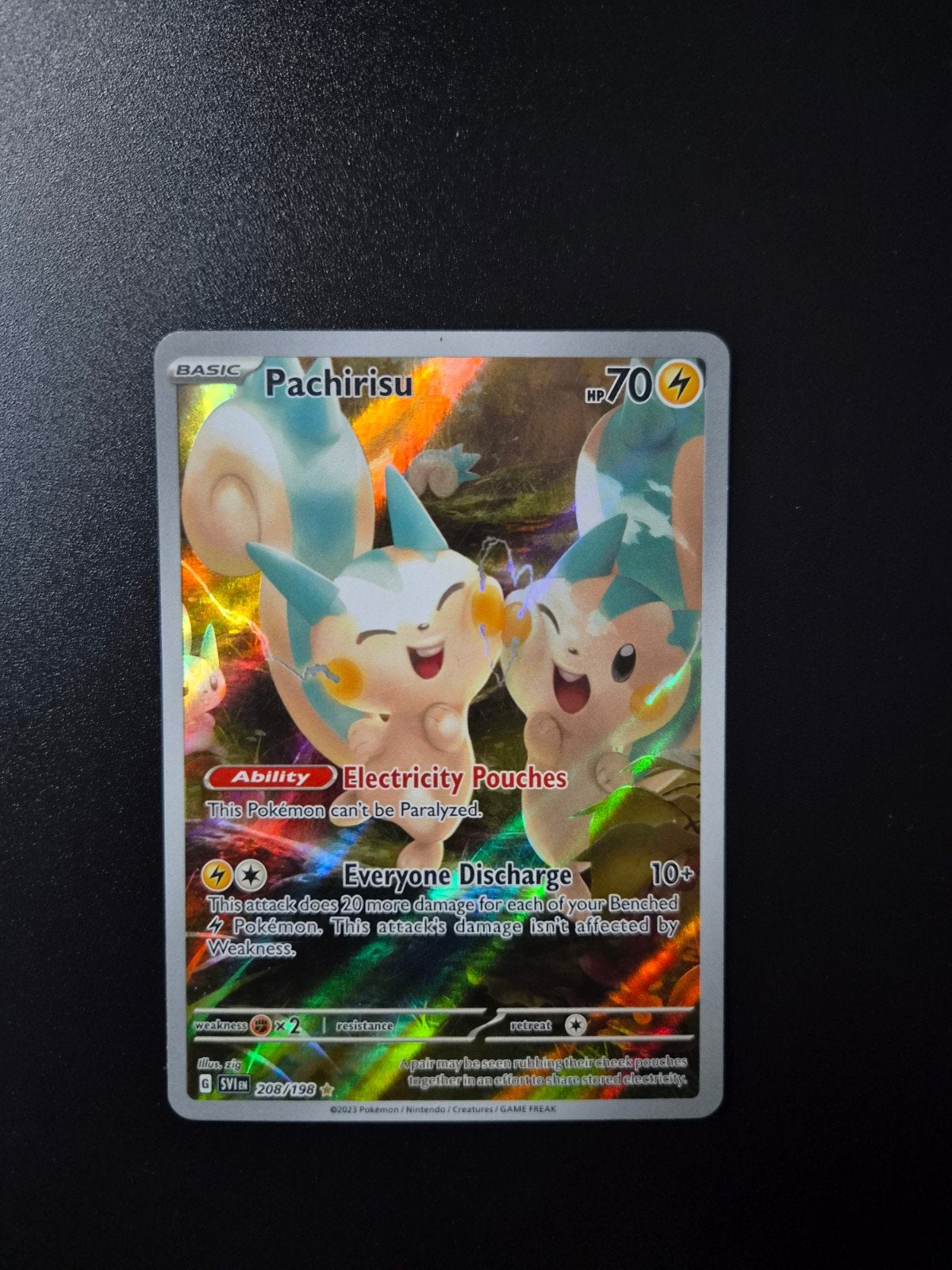 Pachirisu 208 Pokemon Scarlet and Violet, Ophalen of Verzenden, Zo goed als nieuw, Booster, Foil