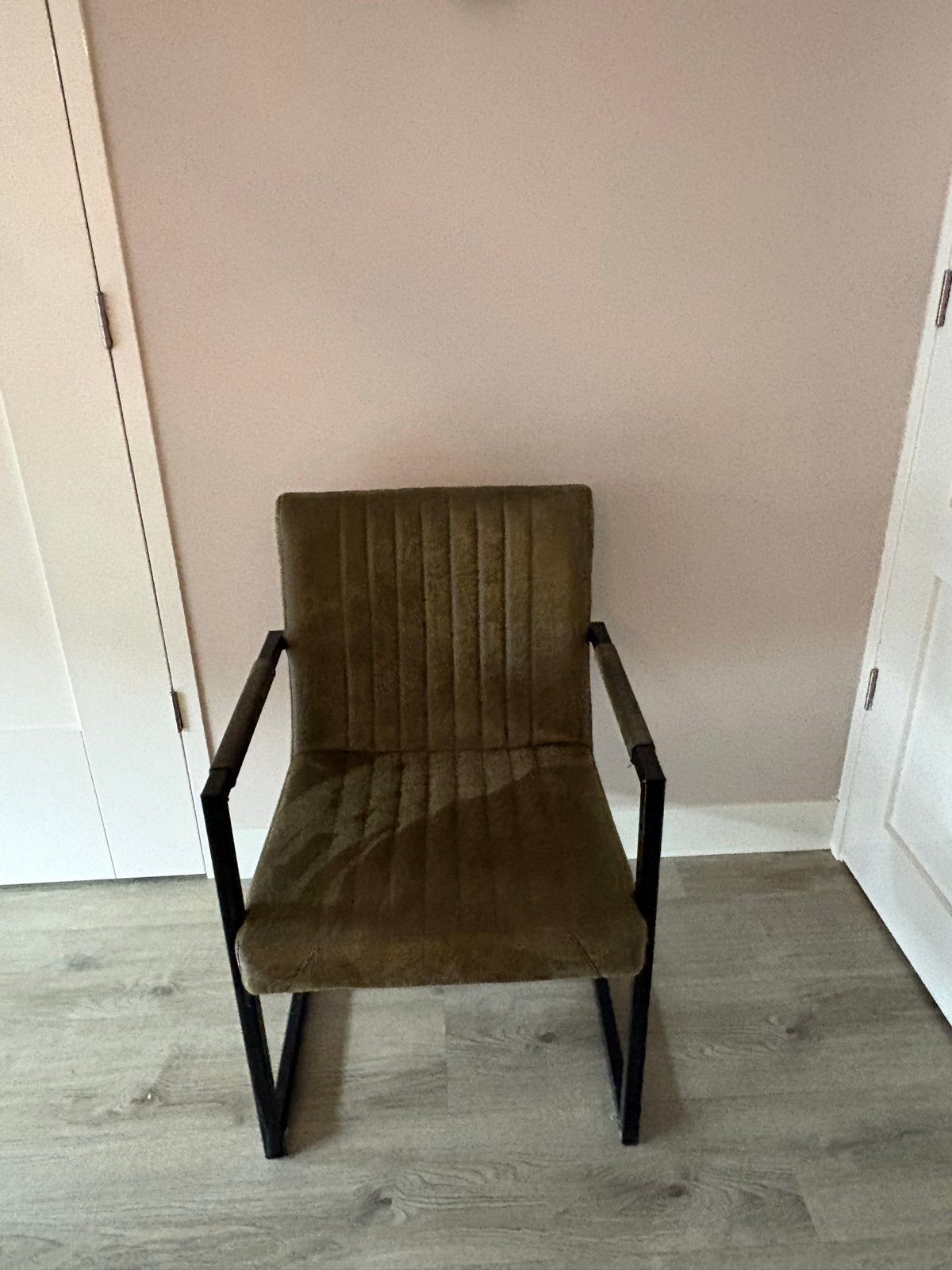 6 Loods 5 eetkamerstoelen - Groen leder, Ophalen, Gebruikt, Overige kleuren, Leer