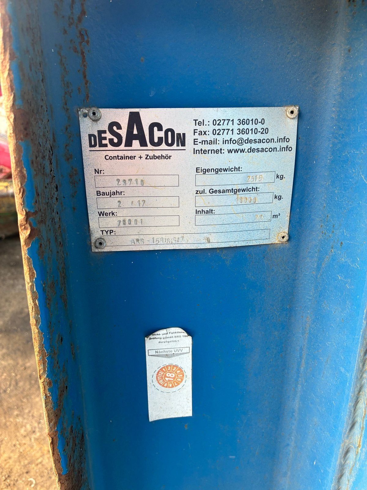 Container 6,50 meter lang - DESACON, Ophalen