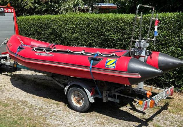 Zodiac MK2 Futura S 4,20m, Ohlmeyer trailer & Torqeedo 1103, Watersport en Boten, Rubberboten, Ophalen, Aluminium, Gebruikt, Elektrisch