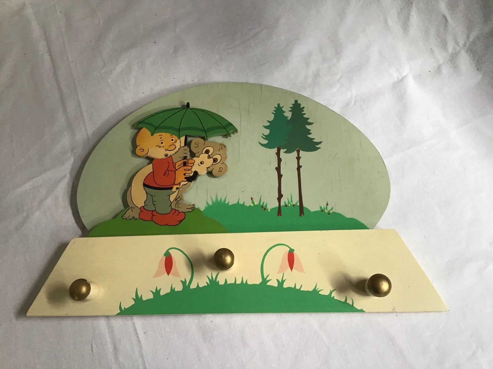Vintage Kinderkapstok Hout met Paulus de boskabouter, Gebruikt, Ophalen of Verzenden, Minder dan 100 cm, Kinderkapstok