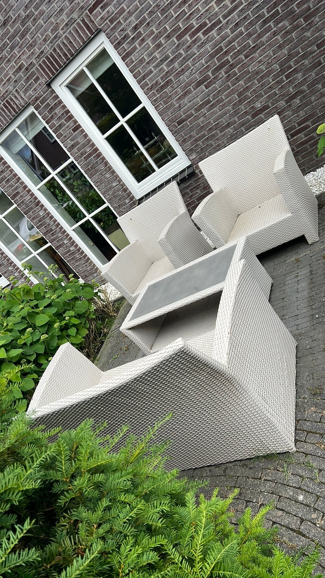 Tuinset wit, Ophalen, Gebruikt, Kunststof