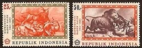 Indonesie 1967 - ZBL  592-593 - Schilderijen Raden Saleh, Ophalen of Verzenden, Postfris, Zuidoost-Azië