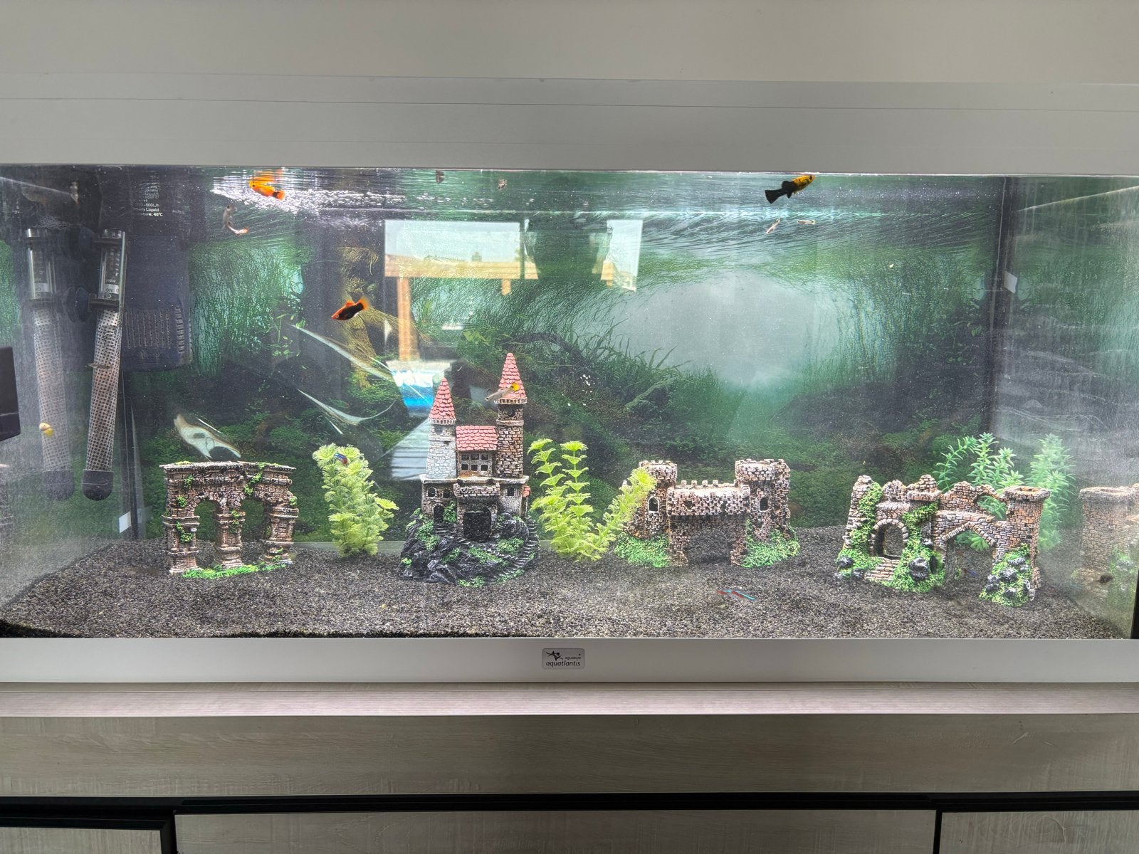 Aquatlantis aquarium met kast, Dieren en Toebehoren, Vissen | Aquaria en Toebehoren, Ophalen, Aquatlantis, Inclusief vissen, Zo goed als nieuw