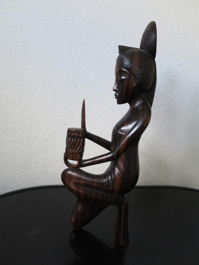 prachtig vrouw beeld uit coromandel hout gesneden 27 cm, Ophalen of Verzenden