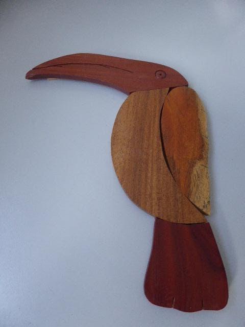 Wanddecoratie houten Toekan, Handgemaakt, Hout, Meerkleurig, Decoratieobject