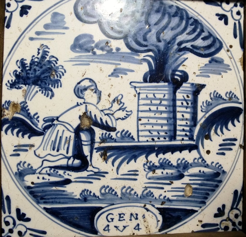 Zeldzame 18 eeuwse Friese BIJBEL tegel met Tekst!, Antiek en Kunst, Ophalen of Verzenden
