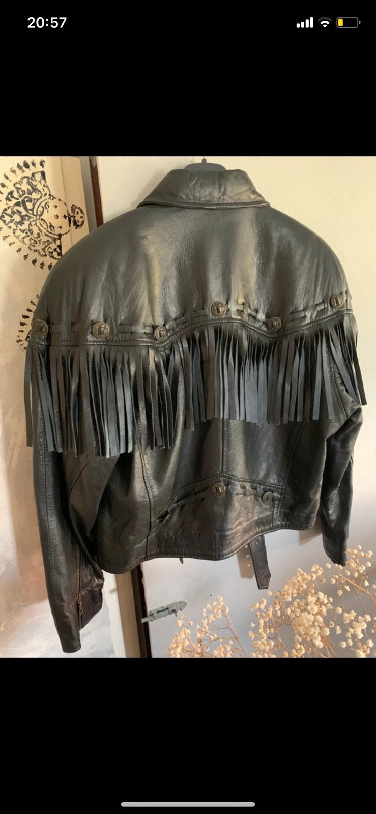Vintage bikerjack bomberjack 38 fringe jacket, Maat 38/40 (M), -, Zwart, -