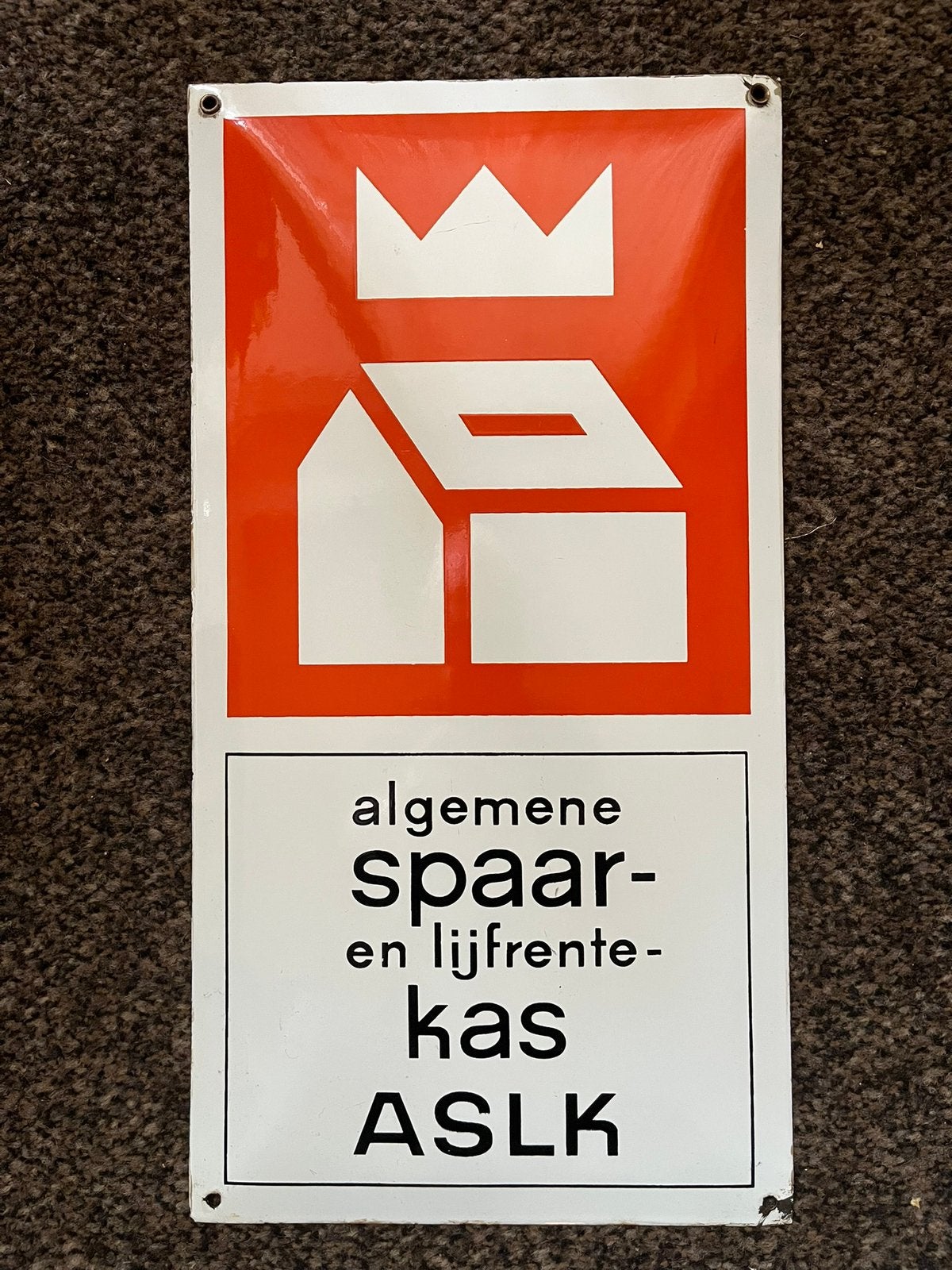 Emaille reclamebord ASLK, Ophalen of Verzenden, Gebruikt, Reclamebord