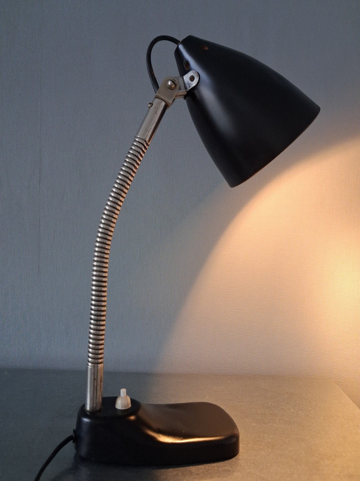 vintage, jaren 50 Hala Busquet bureaulamp, zwart,refurbished, Bureaulamp, Gebruikt, Vintage, Zwart