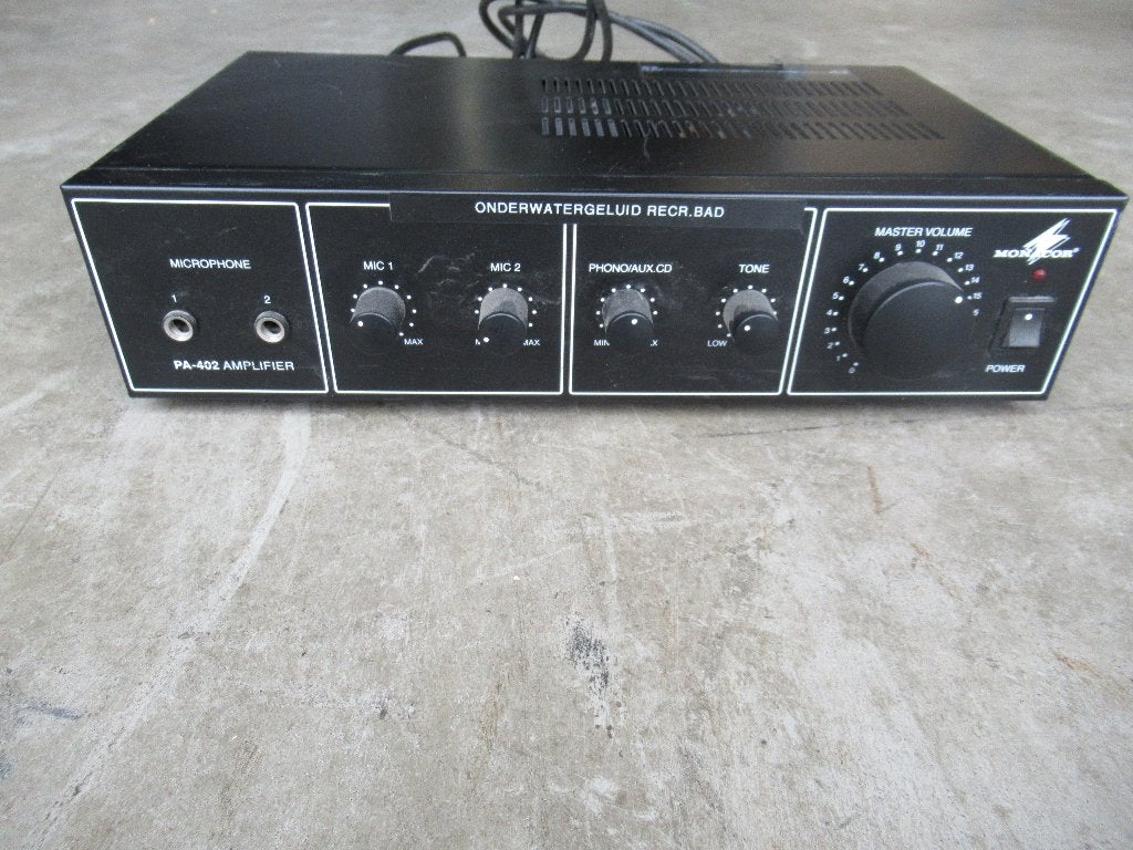 3047 ; mengversterker ; monacor pa-402 mixer versterker, Gebruikt, Ophalen of Verzenden, Minder dan 500 watt, Monacor