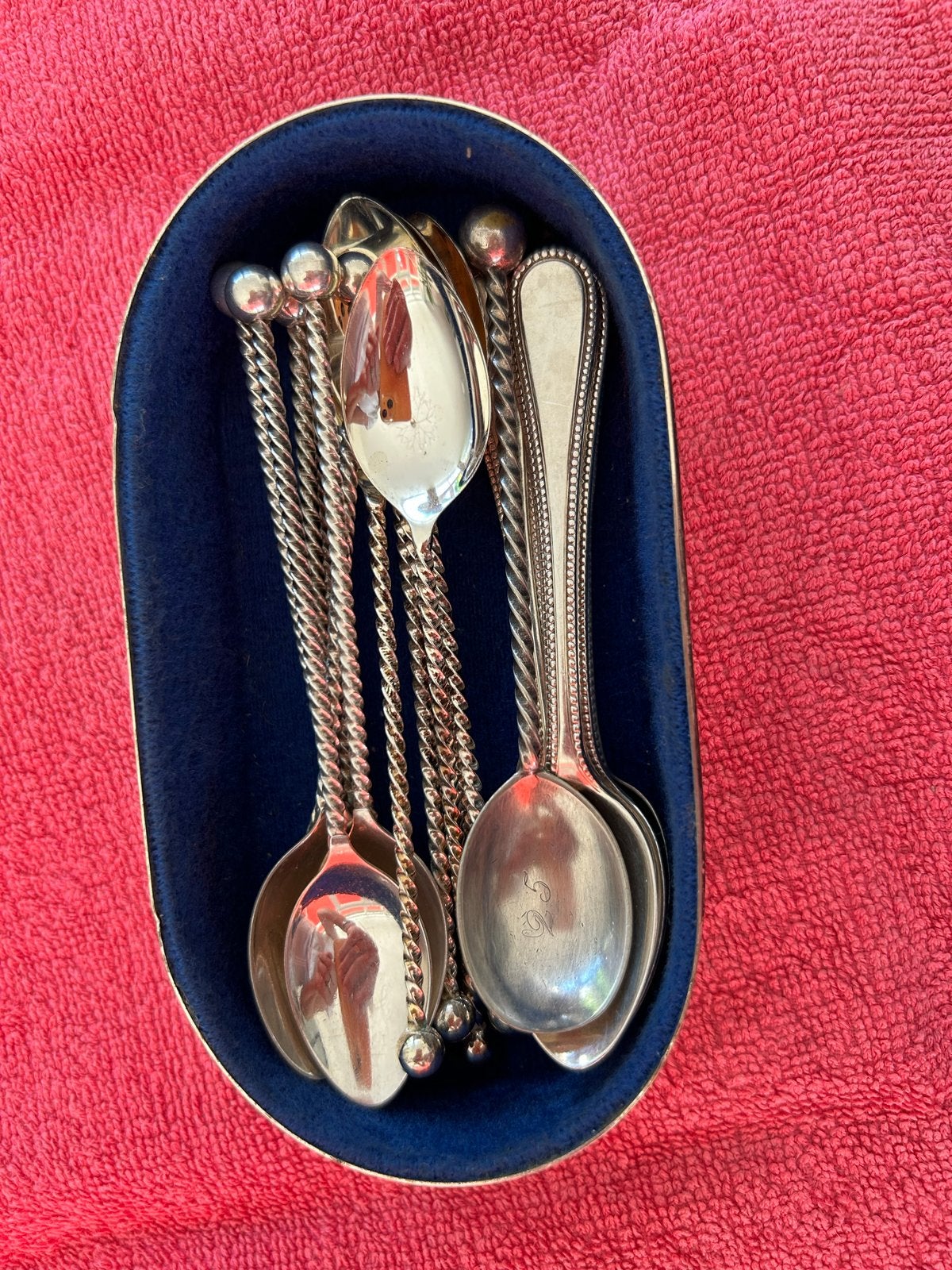 Vintage verzilverde thee/koffie Lepeltjes 19 stuks in Doosje, Ophalen
