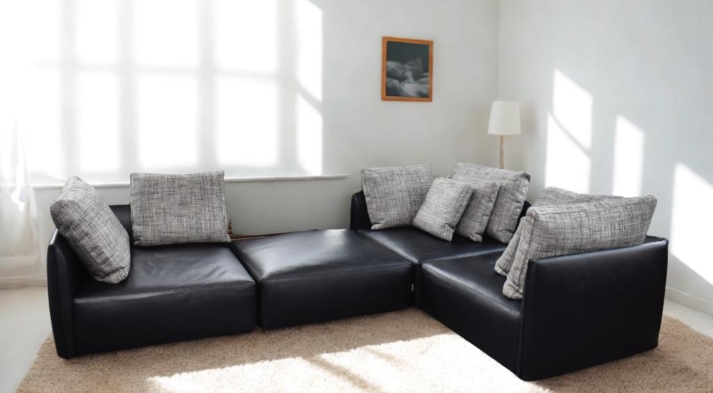 Nieuwstaat Minotti Milano slim modulaire design bank, Huis en Inrichting, Ophalen of Verzenden, Zo goed als nieuw, Leer, Modern