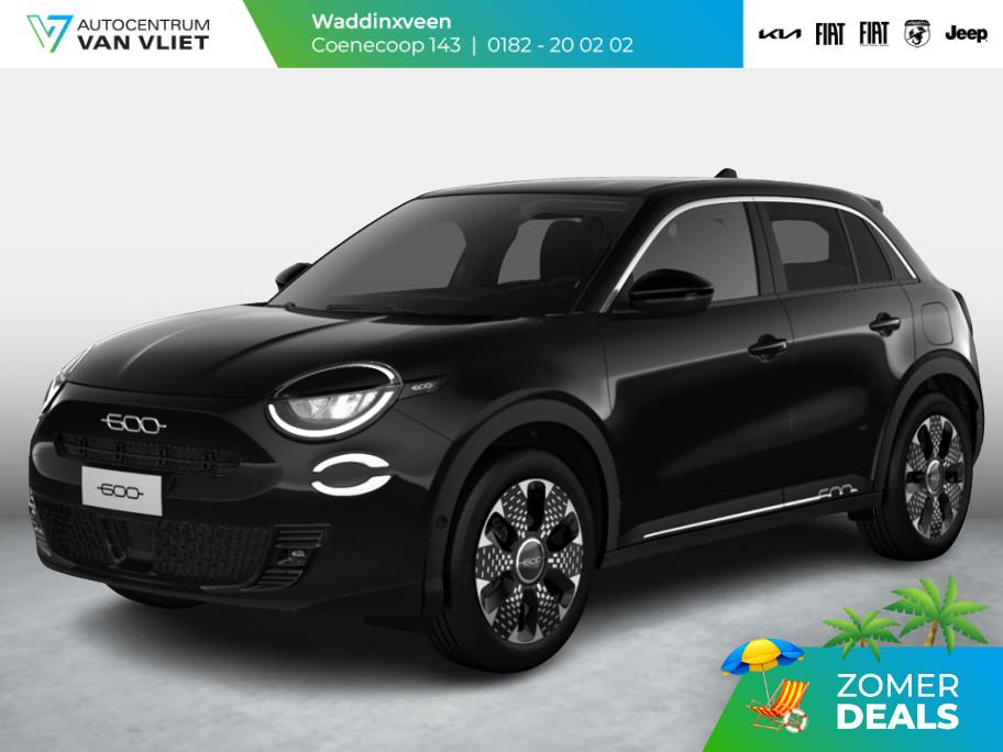 Fiat 600 1.2 Hybrid 136pk La Prima | Leder | Stoelmassage |, Auto's, Fiat, Euro 6, 1199 cc, 620 kg, Zwart