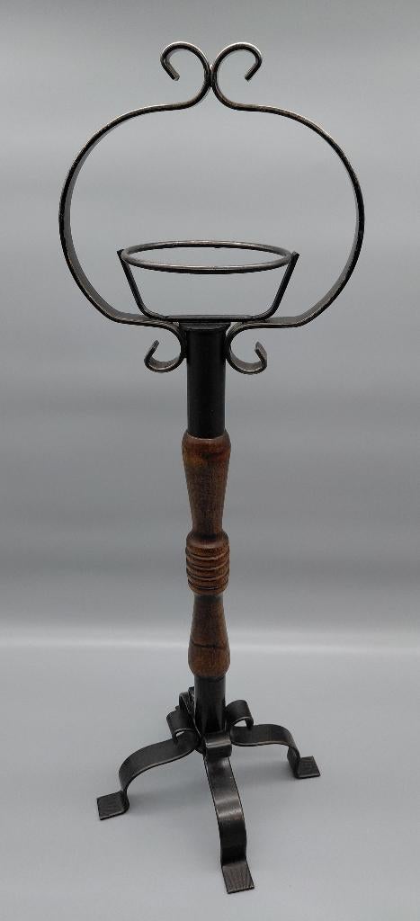 Vintage asbakhouder smeedijzer en hout – mid-century, Antiek en Kunst, Curiosa en Brocante, Ophalen of Verzenden