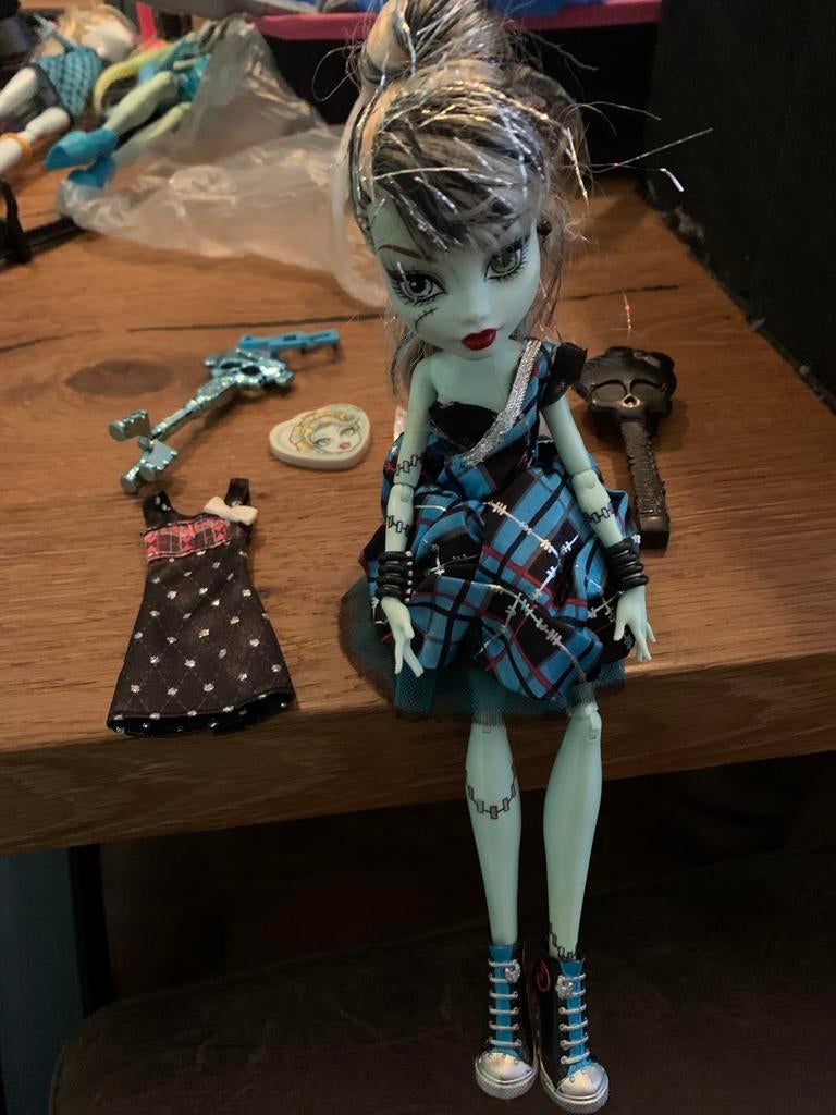 Monster High Frankie Stein pop, Ophalen of Verzenden, Zo goed als nieuw, Pop