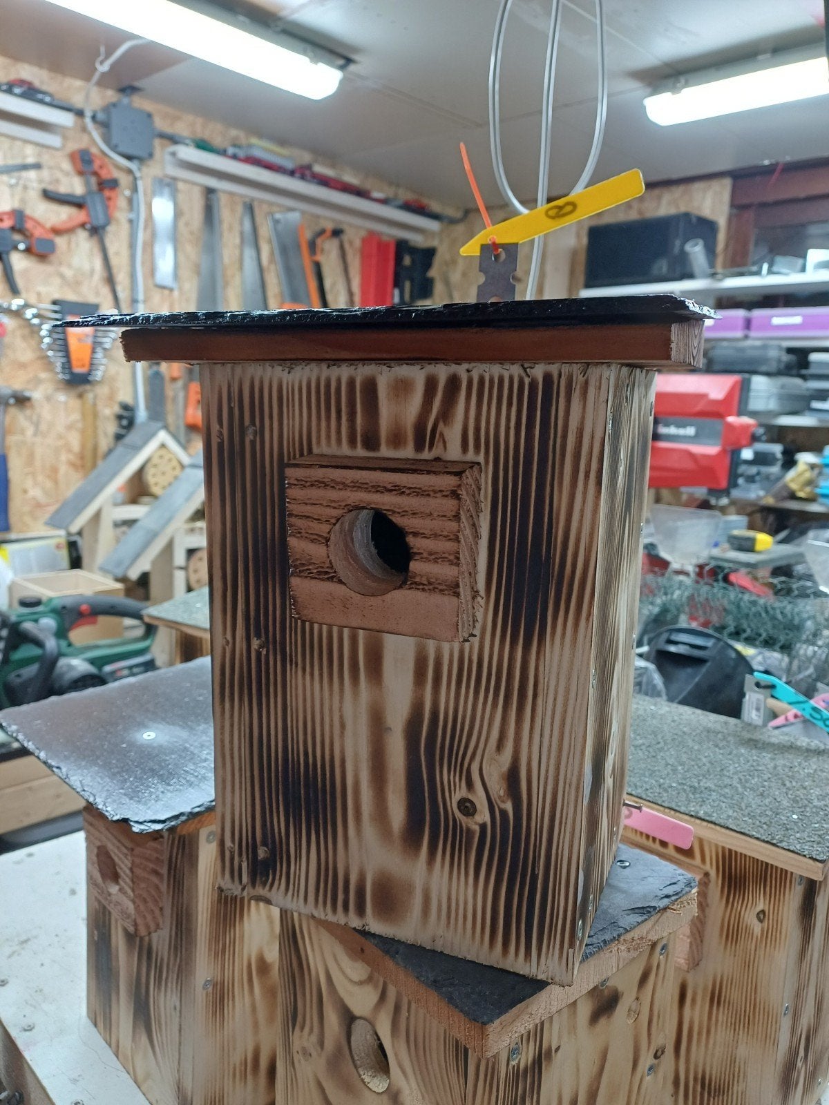 Unieke handgemaakte vogelhuisjes - Opbrengst KWF!, Tuin en Terras, Ophalen