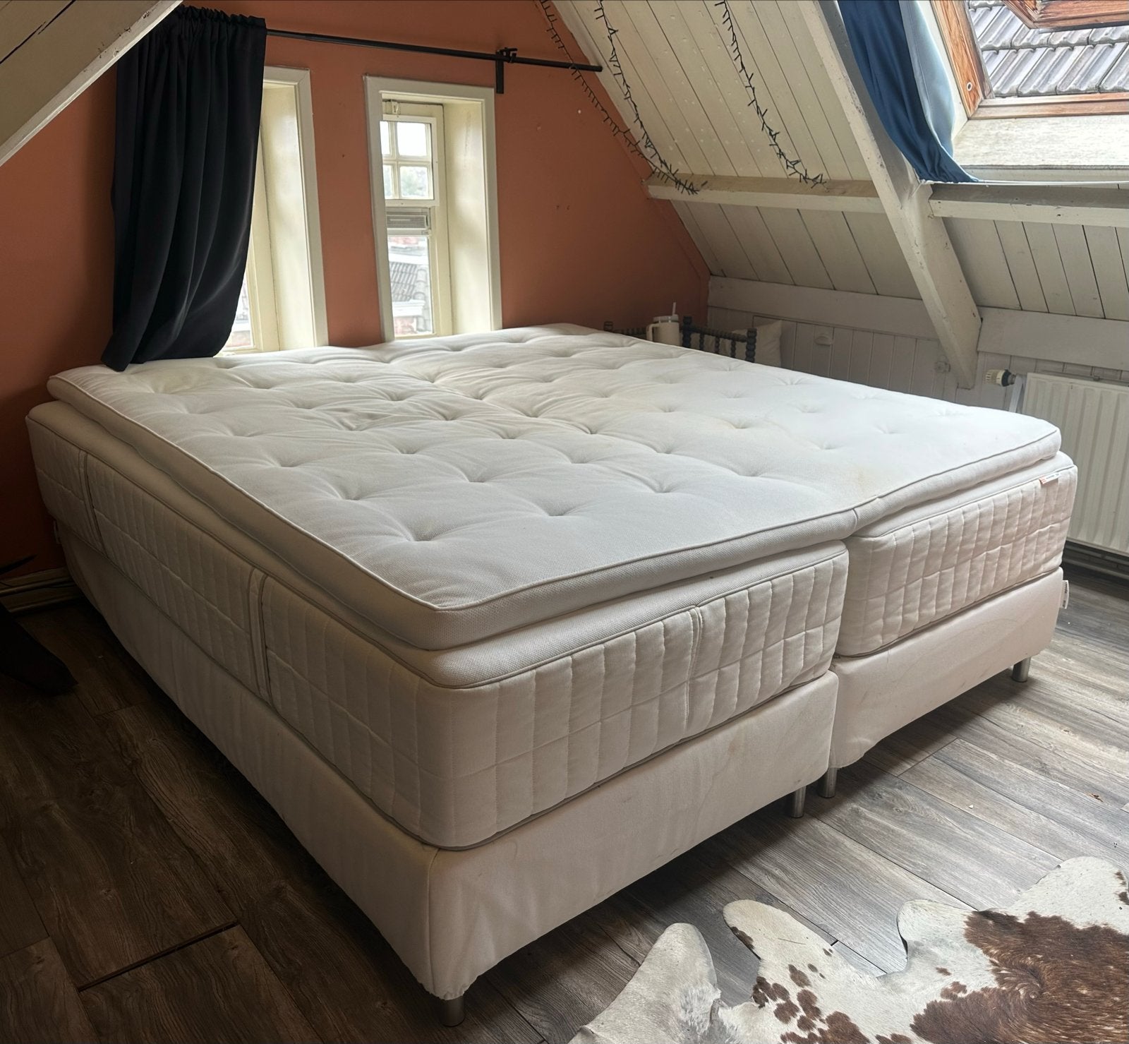 IKEA Espevär/Hokkasen tweepersoonsbed met topmatras, Ophalen, Gebruikt, Wit, Tweepersoons