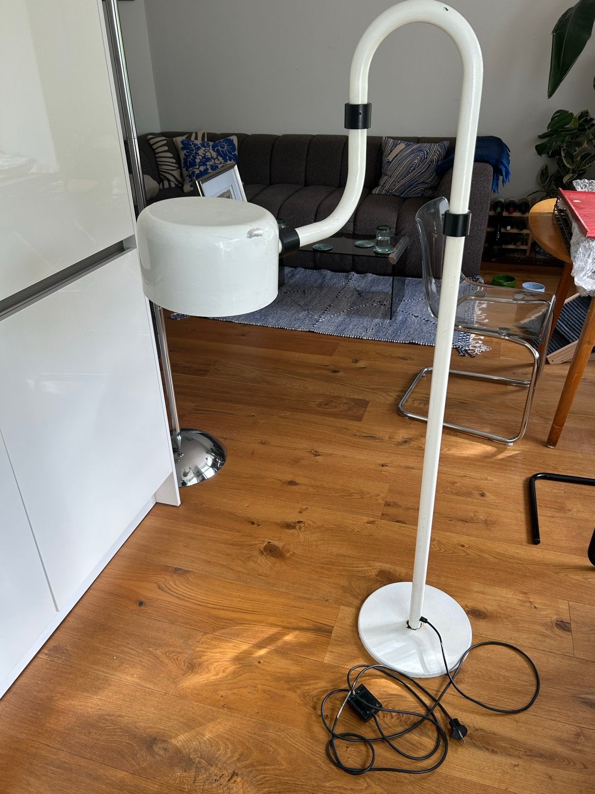 Vintage Gepo Amsterdam Vloerlamp - Wit, Gebruikt, Gebruikt, Metaal, 150 tot 200 cm, E27 (groot)
