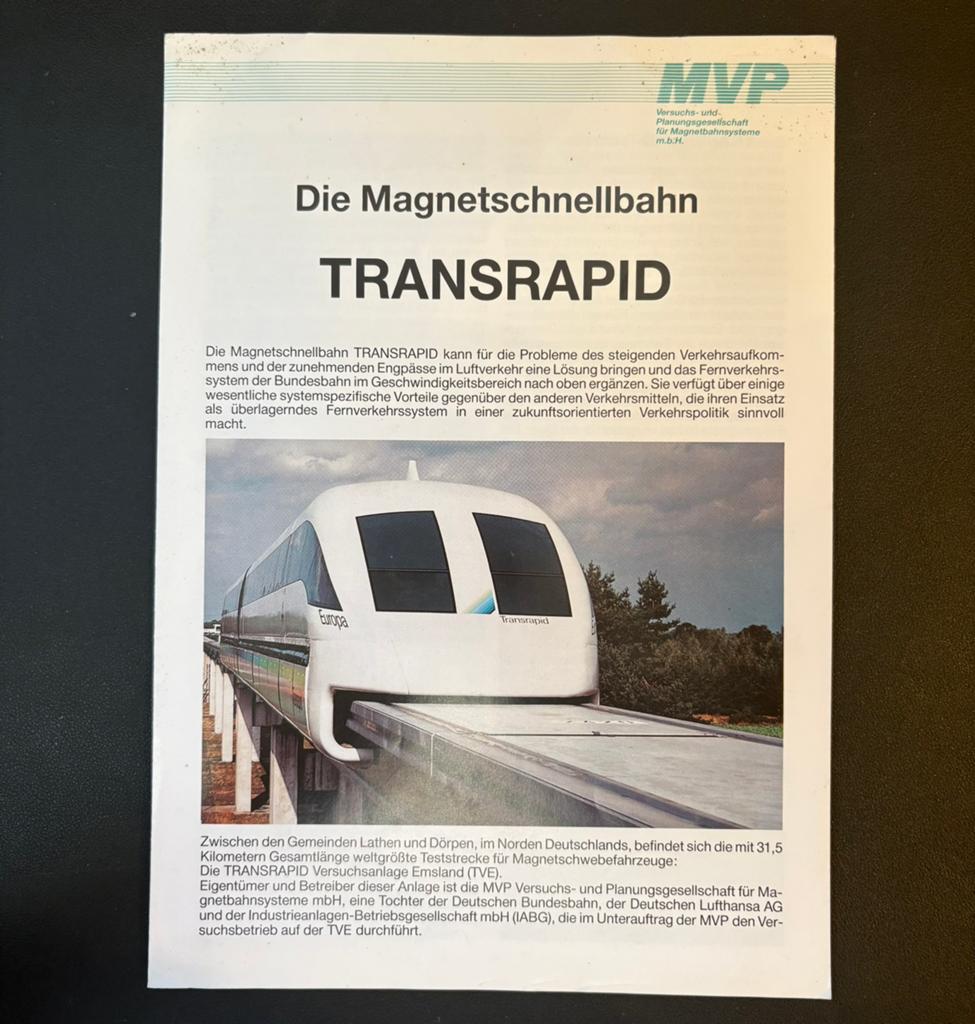Brochure ‘Die Magnetschnellbahn Transrapid’ (1990), Ophalen of Verzenden, Zo goed als nieuw, Trein, Boek of Tijdschrift