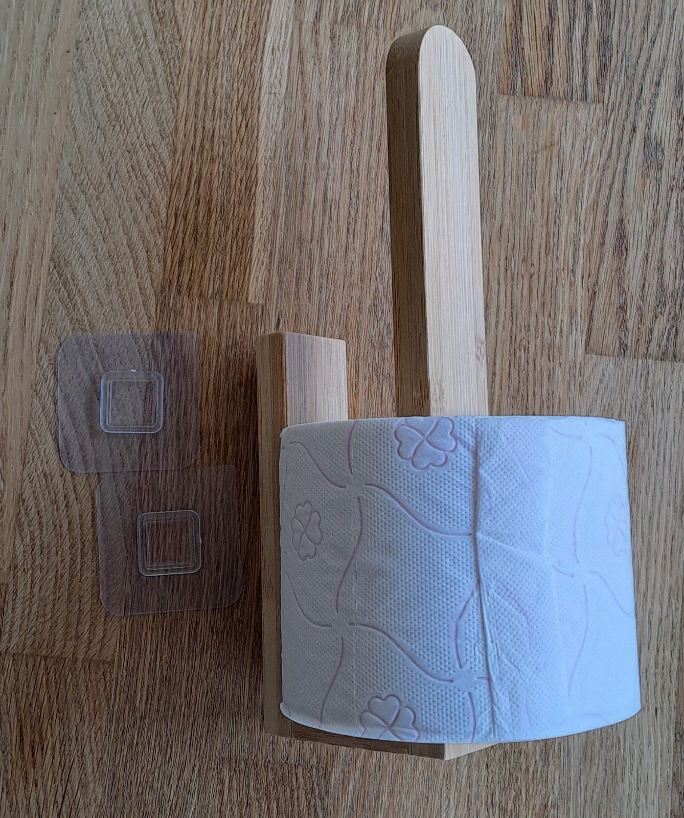 Houten toiletrolhouder met plakbevestiging, Ophalen of Verzenden, Nieuw, Bruin, Toilet-accessoire