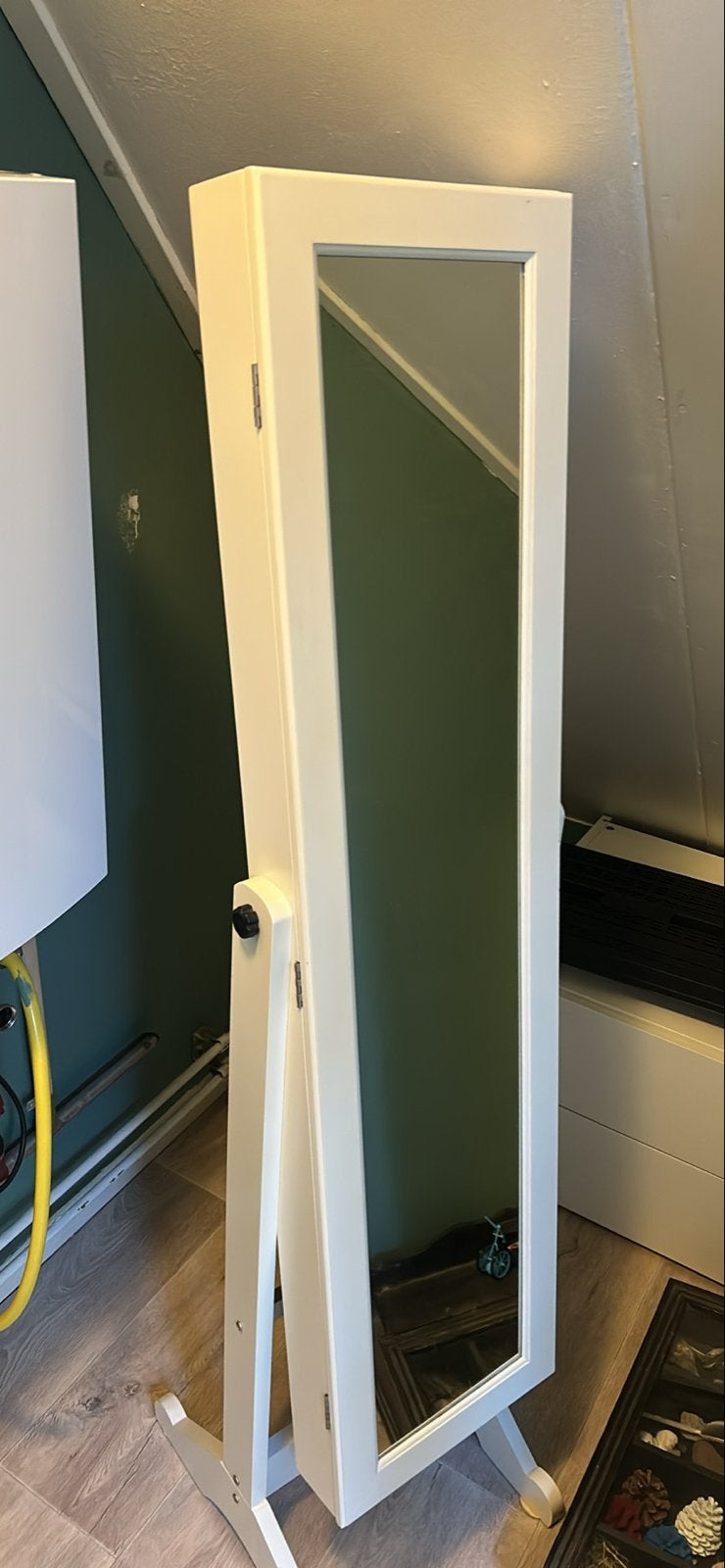 Witte spiegel met sieradenkast - Zo goed als nieuw, Ophalen, Minder dan 50 cm, Gebruikt, 150 tot 200 cm