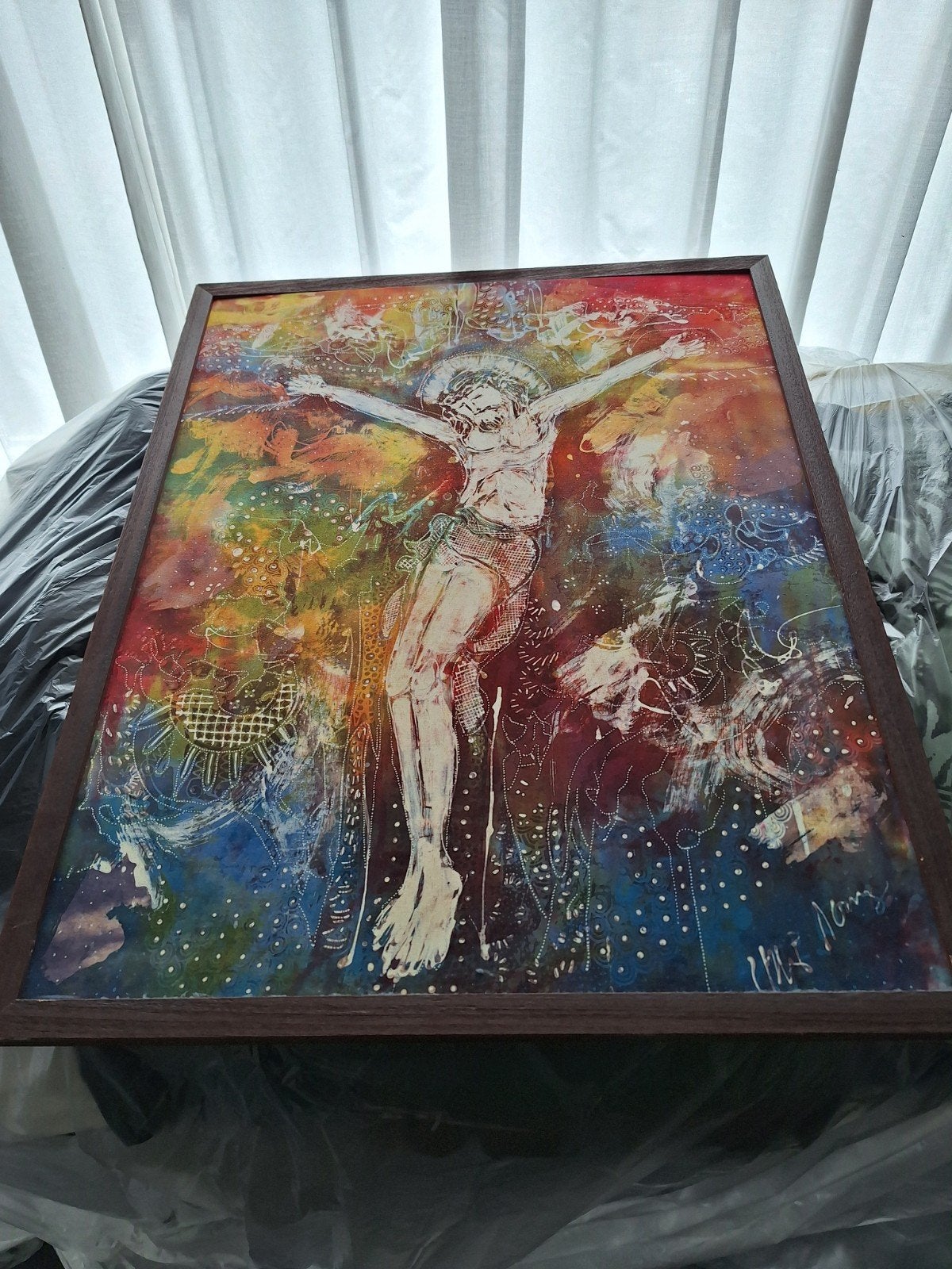 Batik uit jogyacarta: Christus aan het Kruis, Origineel werk, Ophalen of Verzenden, Overige onderwerpen, Batik