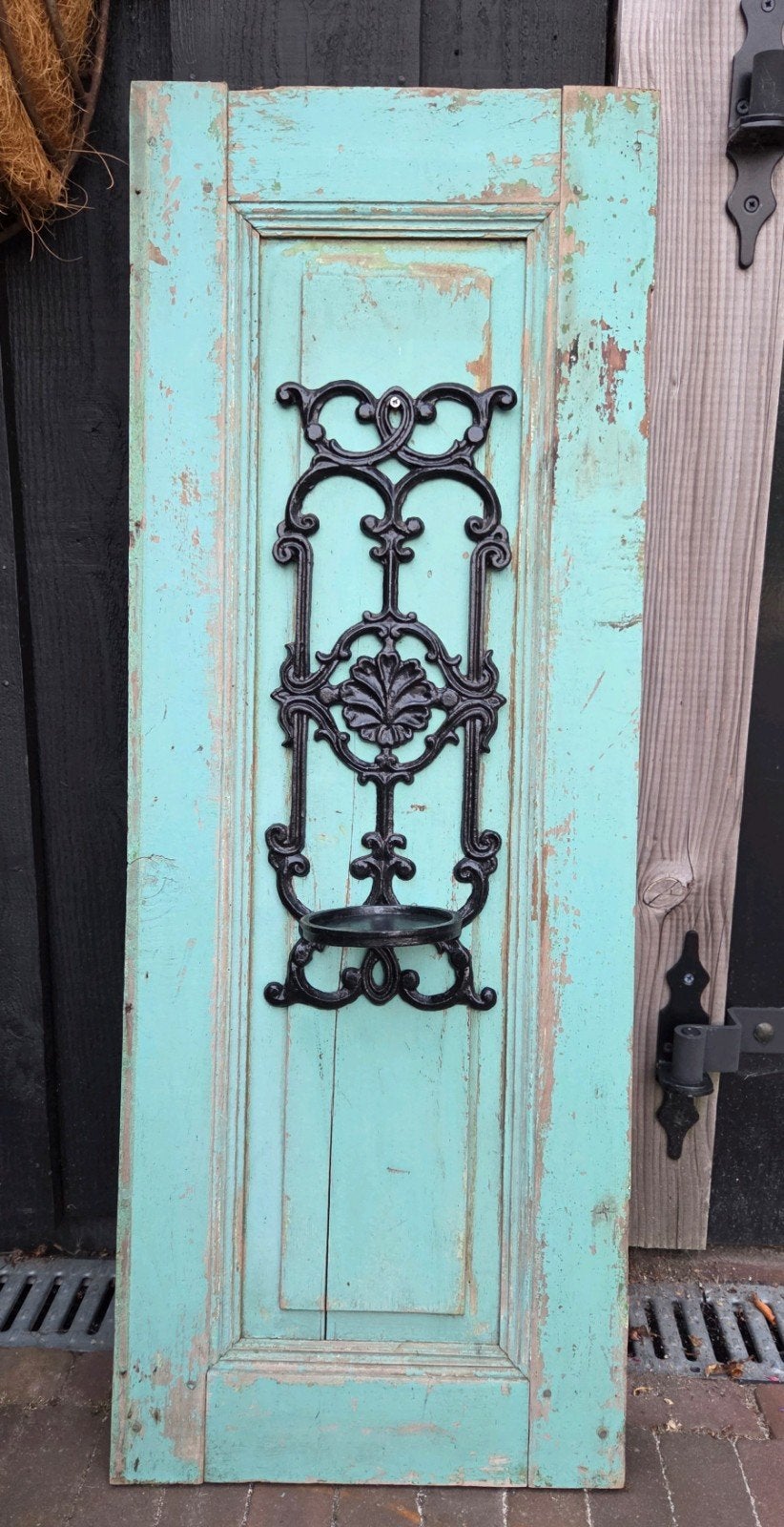 Oude Franse luik met zwart gietijzeren wand ornament, Ophalen, Overige typen, Minder dan 200 cm