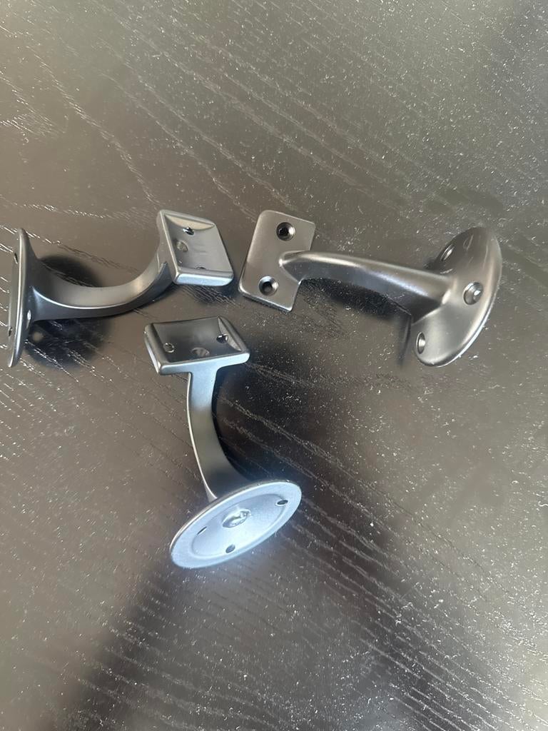 Set van 3 zwarte trapleuninghouders, 65 mm nieuw, Ophalen of Verzenden, Gebruikt, Overige materialen, Overige typen