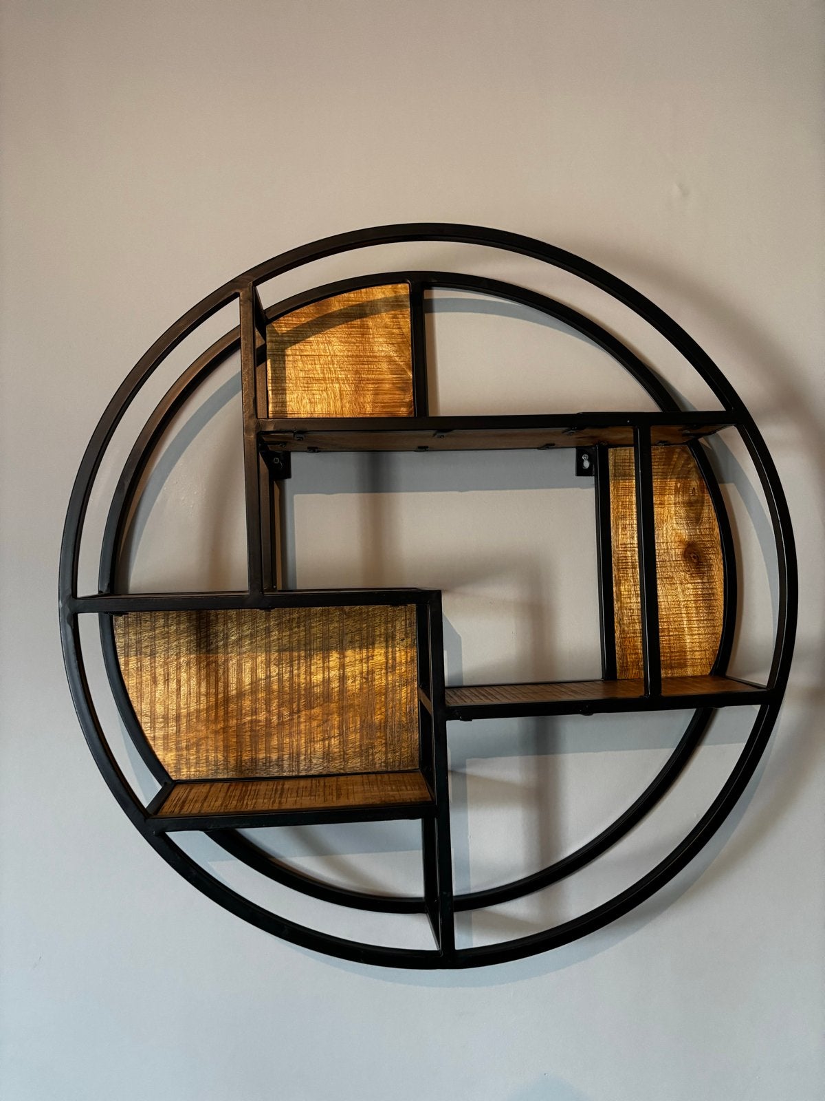 Ronde wandplank metaal en hout - Industriële stijl, Ophalen, Gebruikt