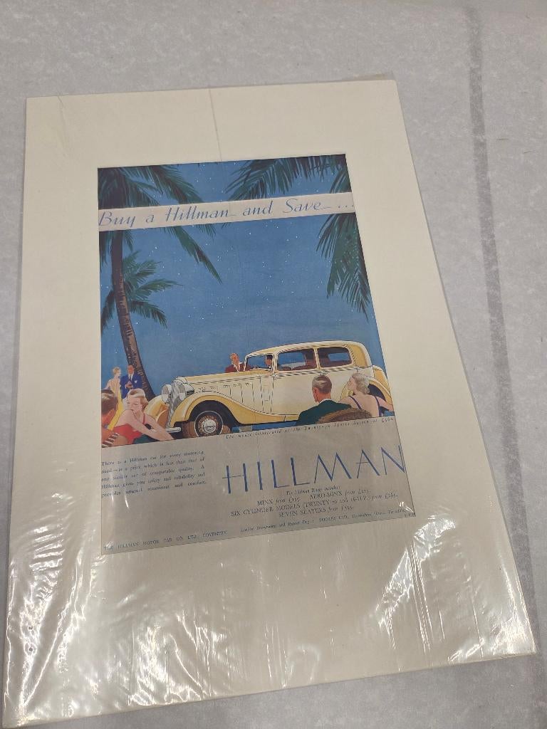 Hillman reclame 1934, Ophalen of Verzenden, Zo goed als nieuw, Auto's