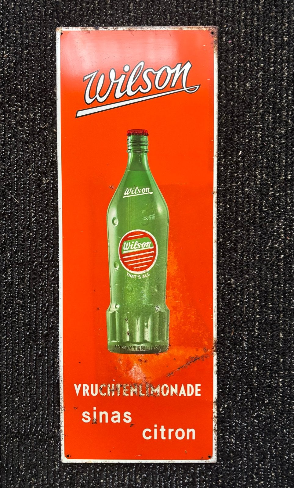 Wilson Vruchtenlimonade Reclamebord Blik (geen emaille), Ophalen of Verzenden, Gebruikt, Reclamebord