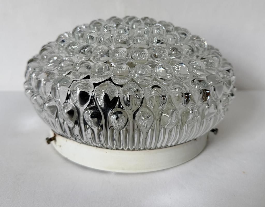 Mid century Helena Tynell helder Druppellamp rond Glashütte, Ophalen of Verzenden, Gebruikt, Glas