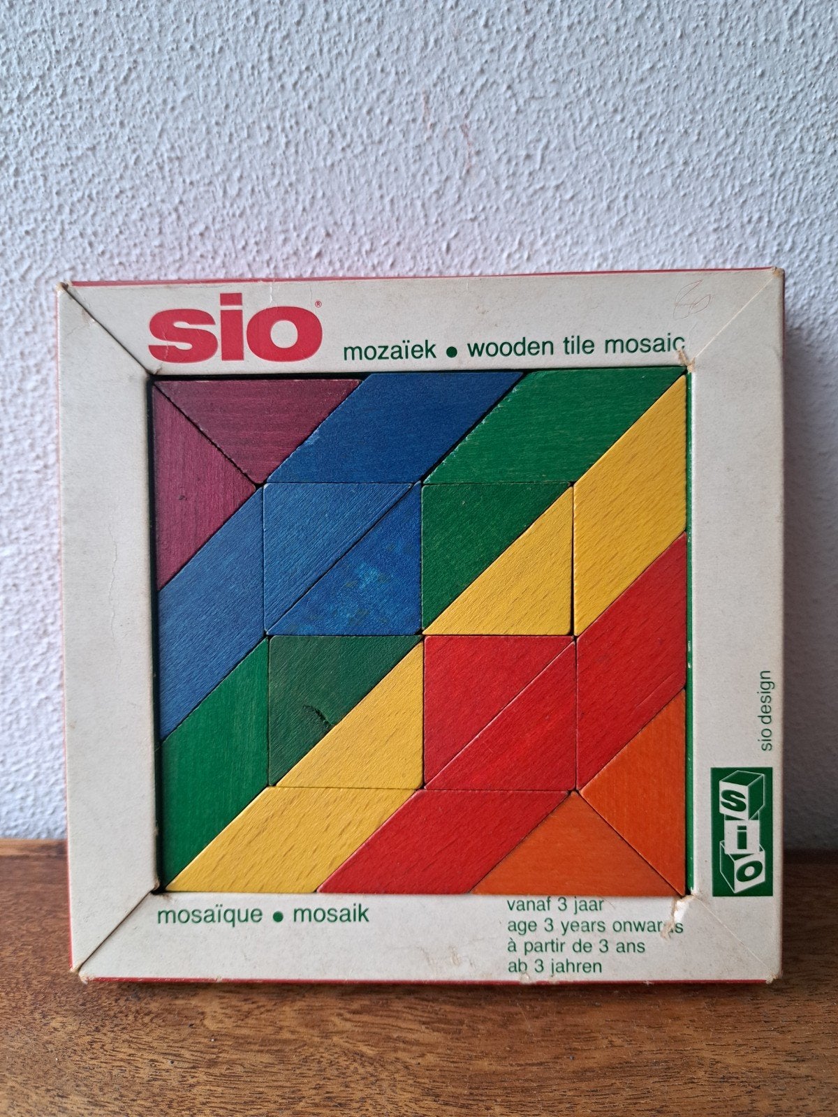 Vintage SIO houten mozaïek, Ophalen of Verzenden, Gebruikt