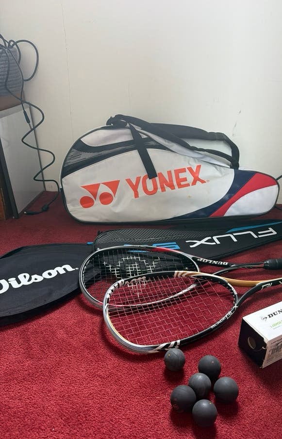 Complete Squash Set: 2 Rackets, Tas, en Ballen, Ophalen of Verzenden, Gebruikt