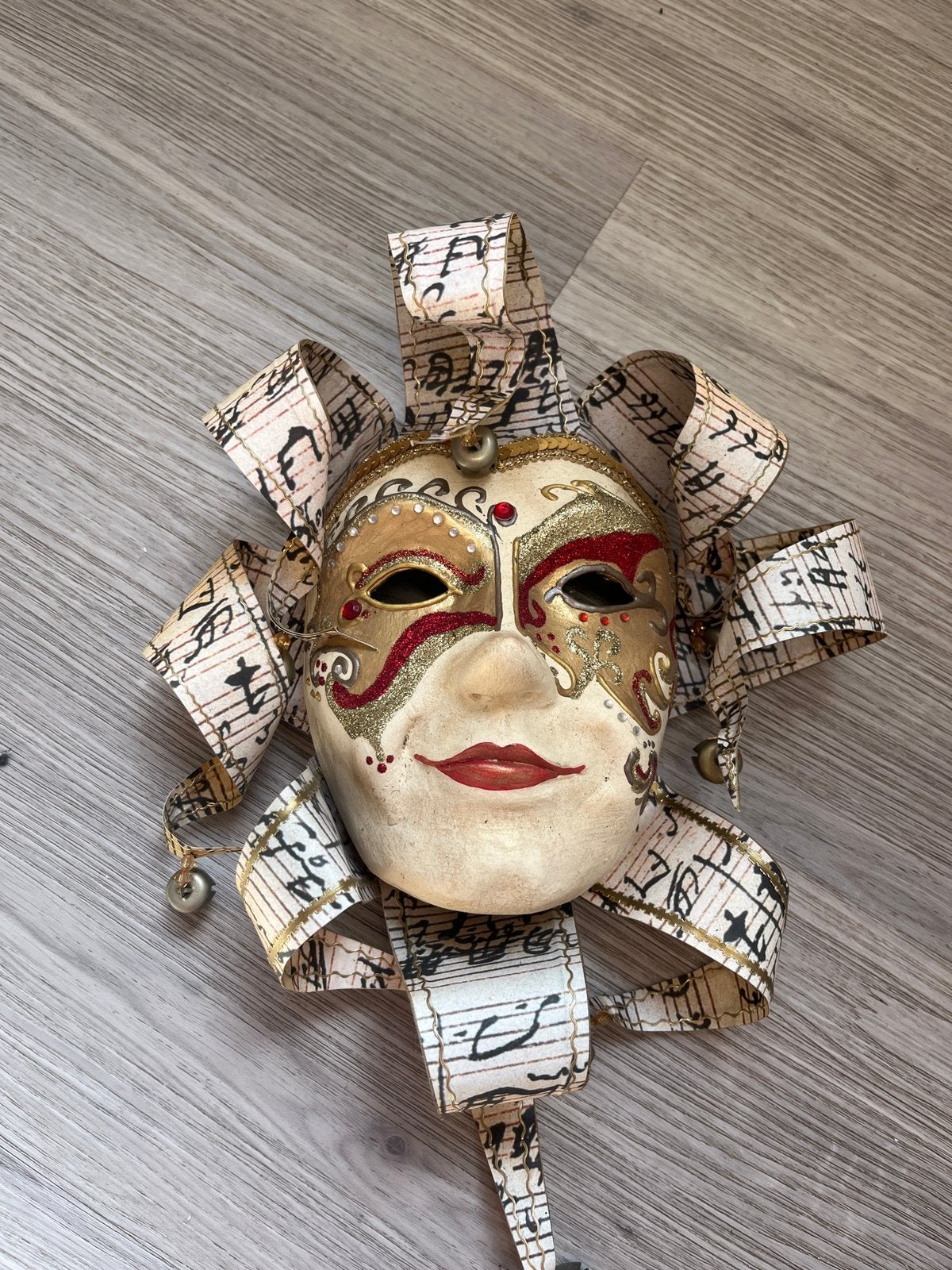 Beige/goud. Decoratie masker. Totaal 30 cm, Ophalen of Verzenden, Zo goed als nieuw